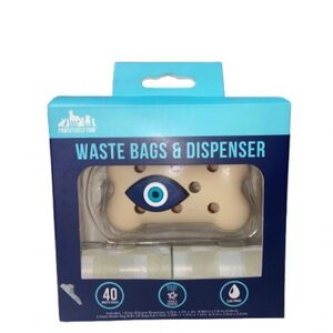Beige Bone Waste Bag Dispenser with Blue Eye - 40 Bags